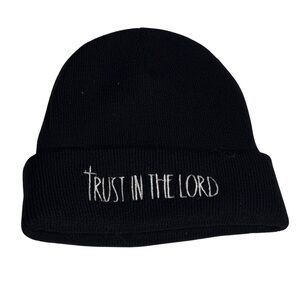 Women’s inspirational black beanie, “Trust in the Lord”, NWOT